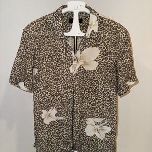 All Saints Leopard & Floral Print Regular Fit Shirt